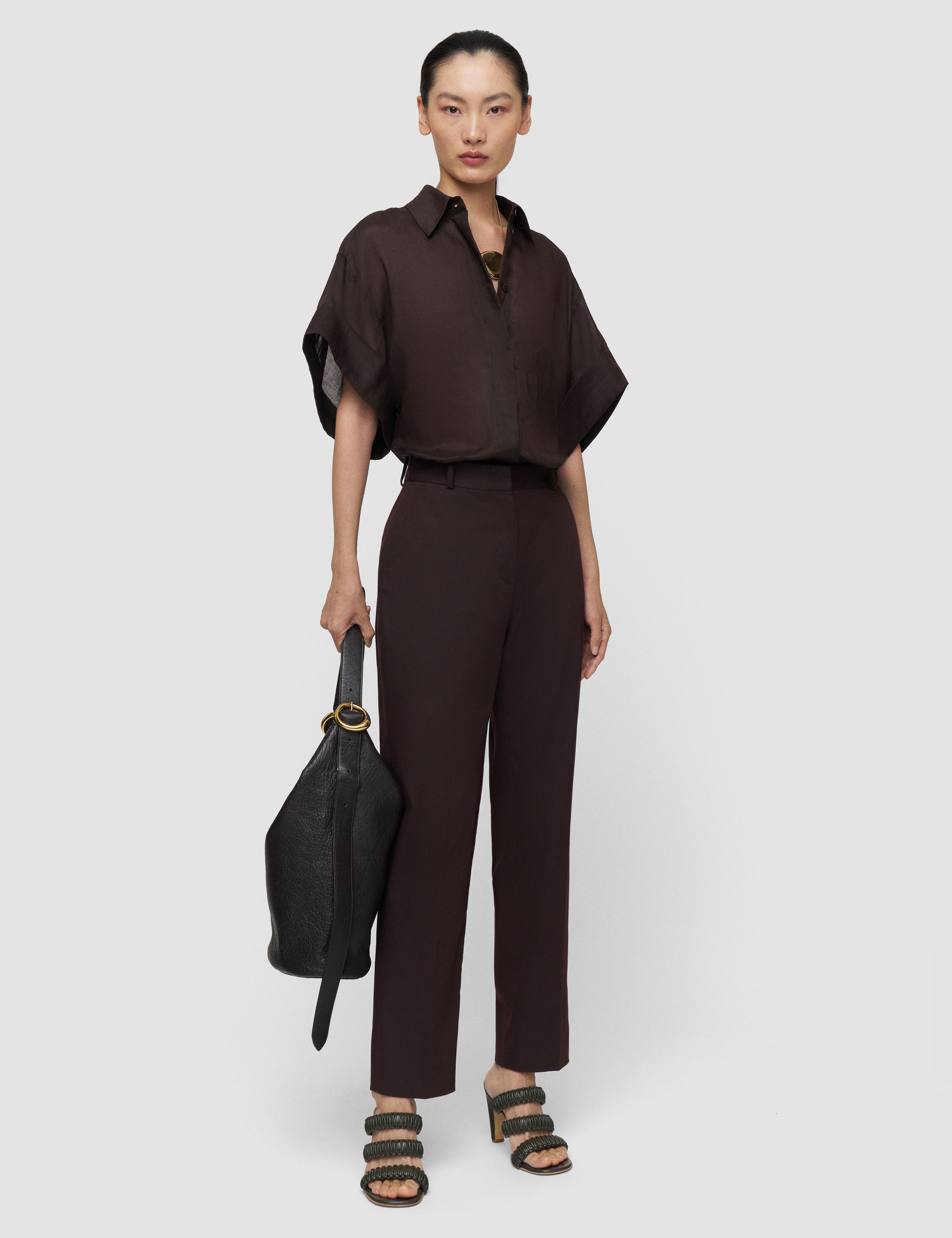Brown Justi Ramie Voile Shirt - Joseph
