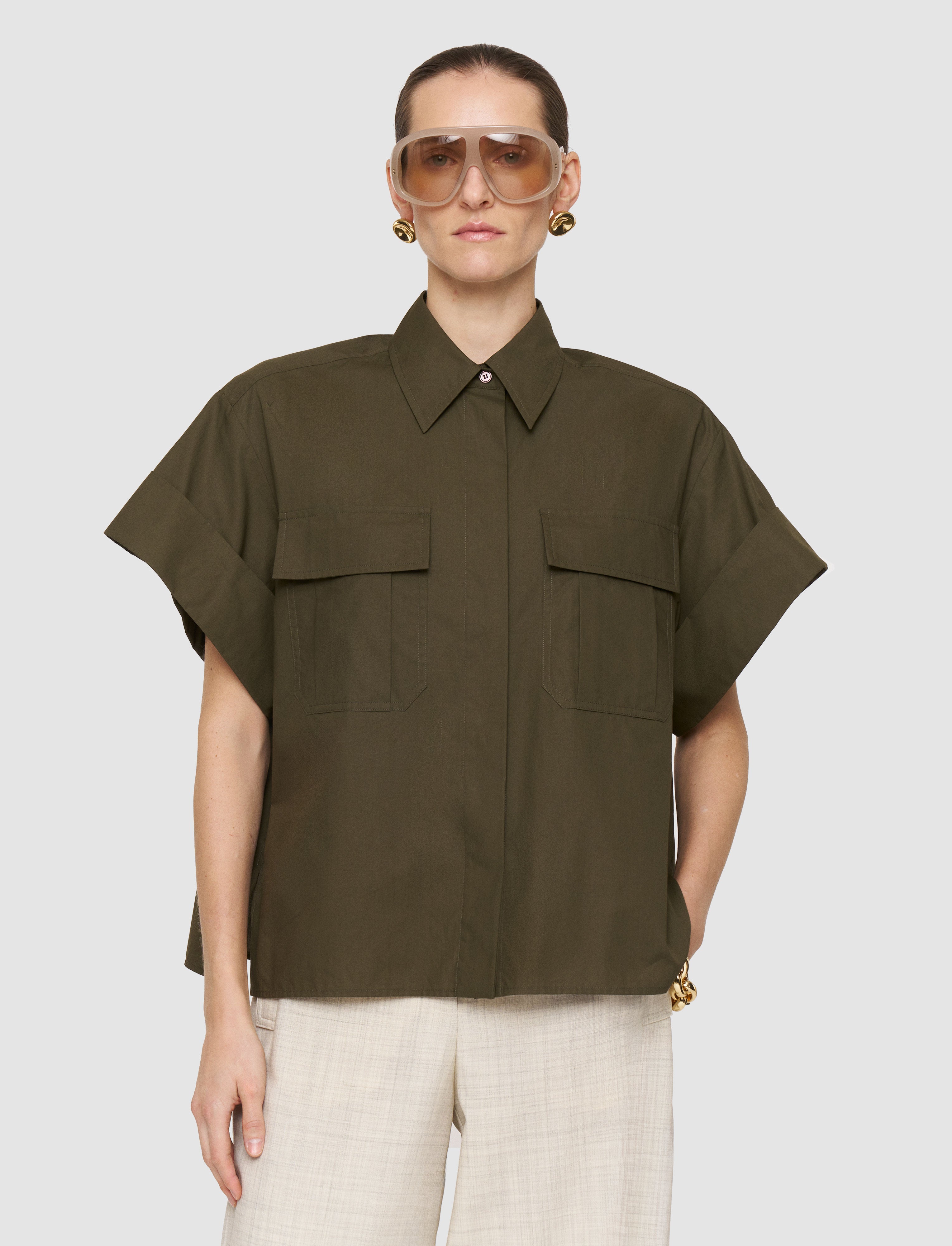green-justo-cotton-poplin-shirt-JOSEPH