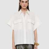 White Justo Poplin Cotton Shirt - Joseph