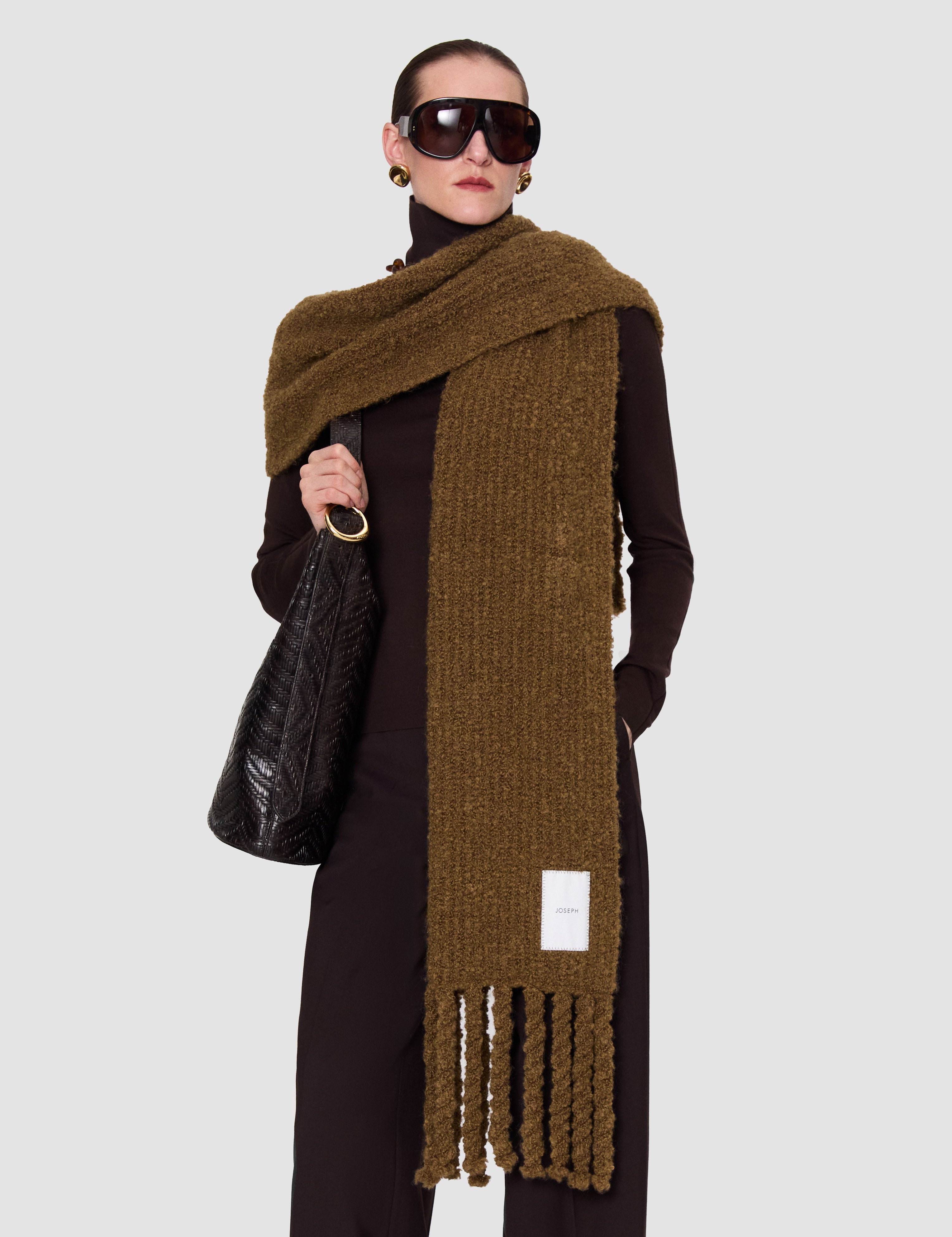 Brown Kai Fluffy Bouclé Scarf - Joseph