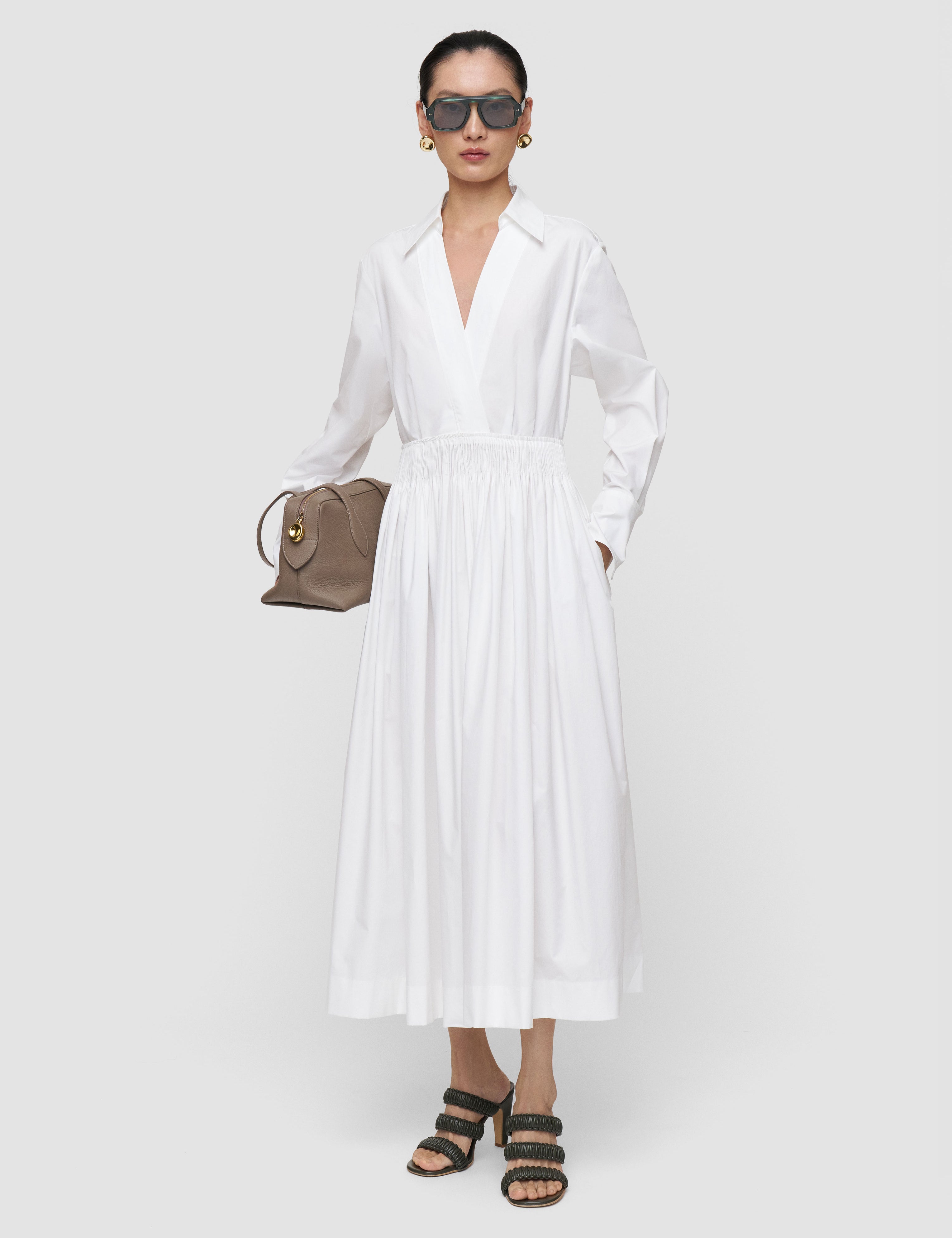 White Kathe Cotton Poplin Dress - Joseph