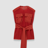 Red Kniza Crepe de Soie Silk Blouse - Joseph