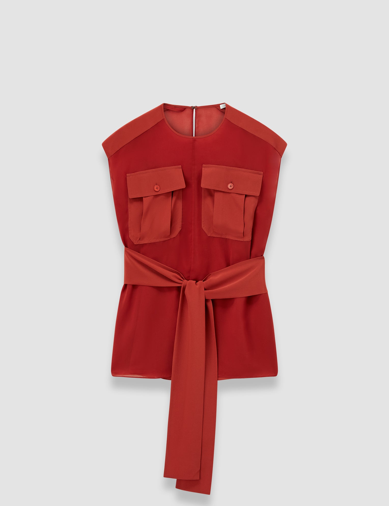 Red Kniza Crepe de Soie Silk Blouse - Joseph