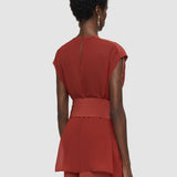 Red Kniza Crepe de Soie Silk Blouse - Joseph