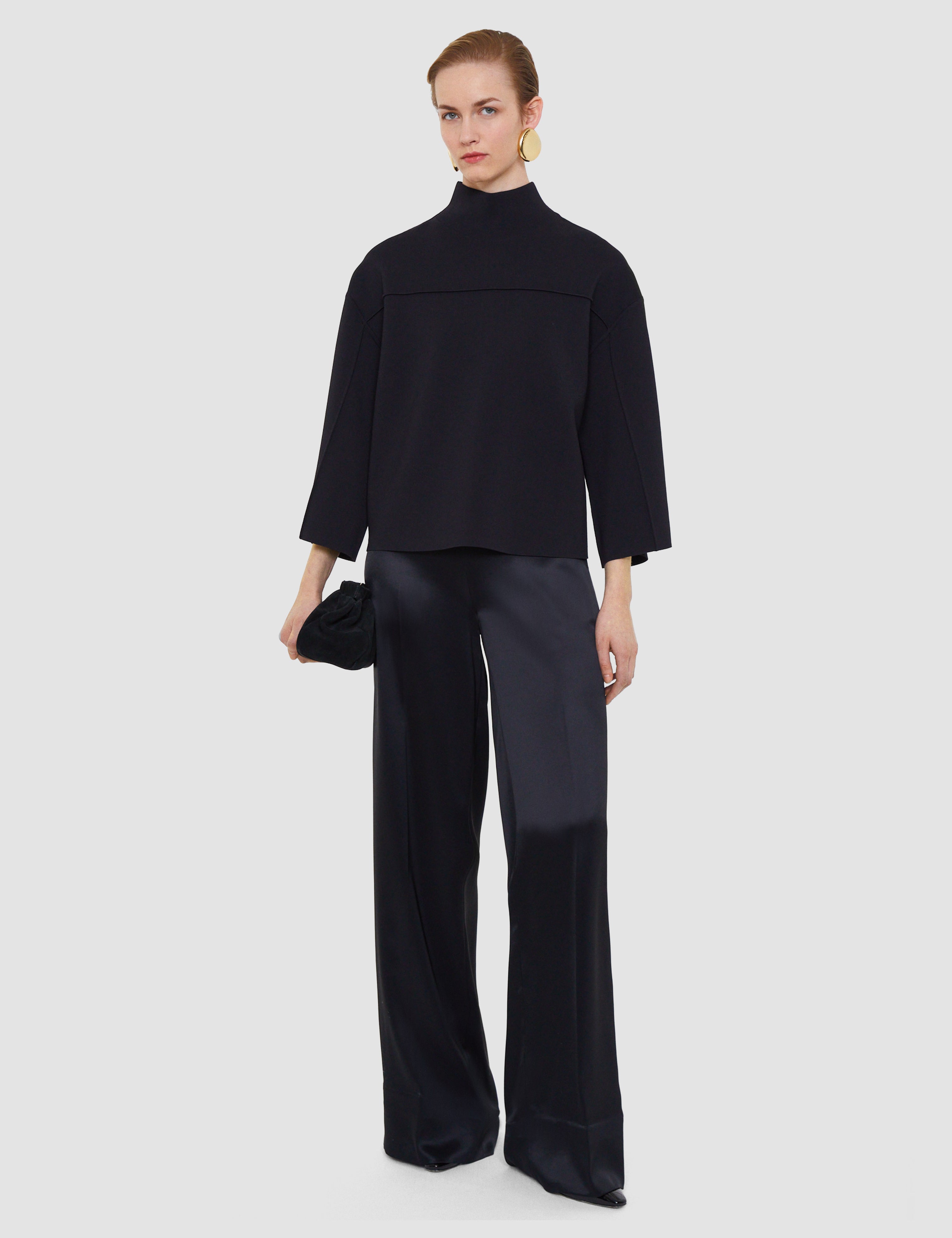 Black Larrey Compact Milano Knit Top - Joseph