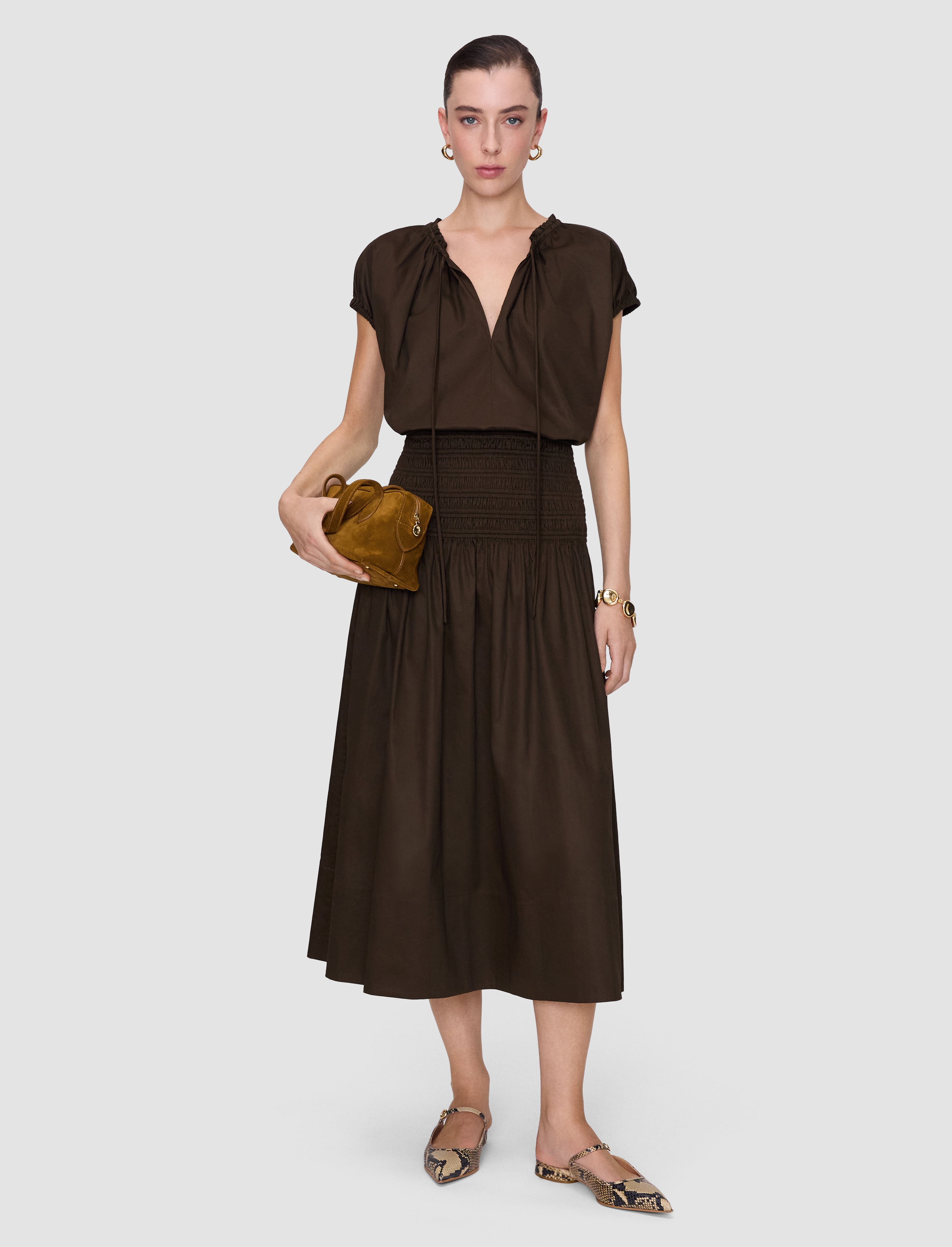 marron-jupe-en-satin-leona-coton-JOSEPH