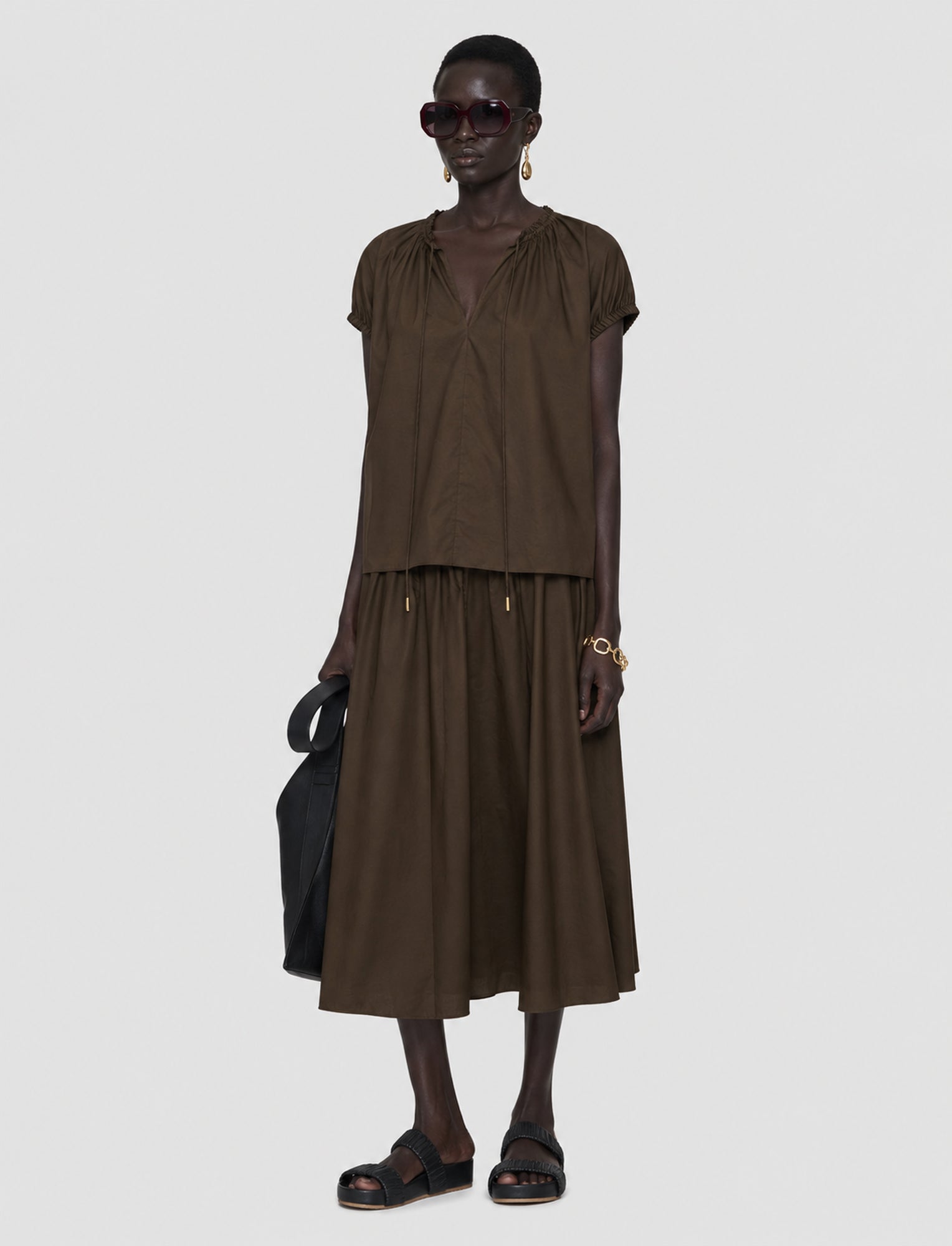 marron-jupe-en-satin-leona-coton-JOSEPH