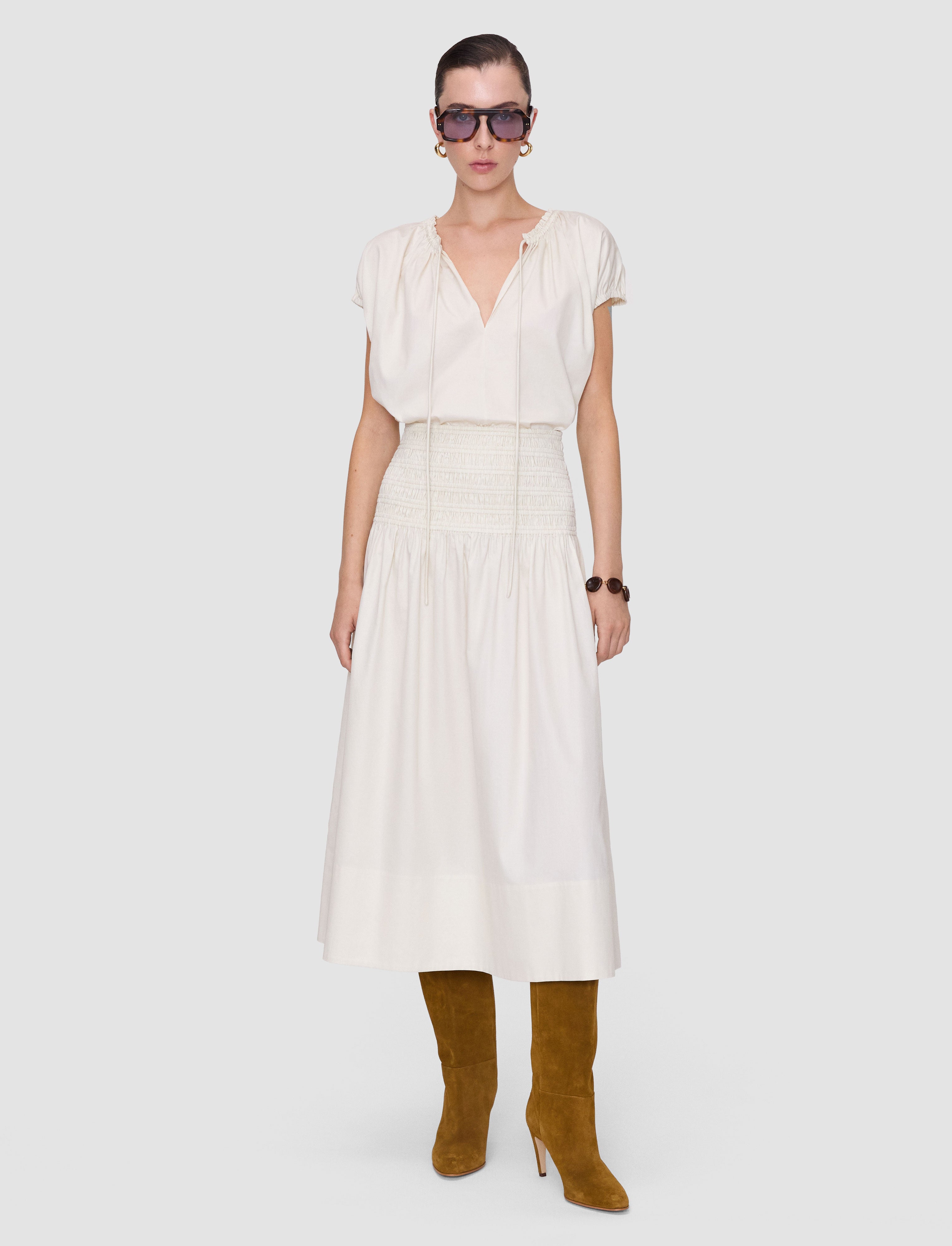 white-leona-cotton-sateen-skirt-JOSEPH