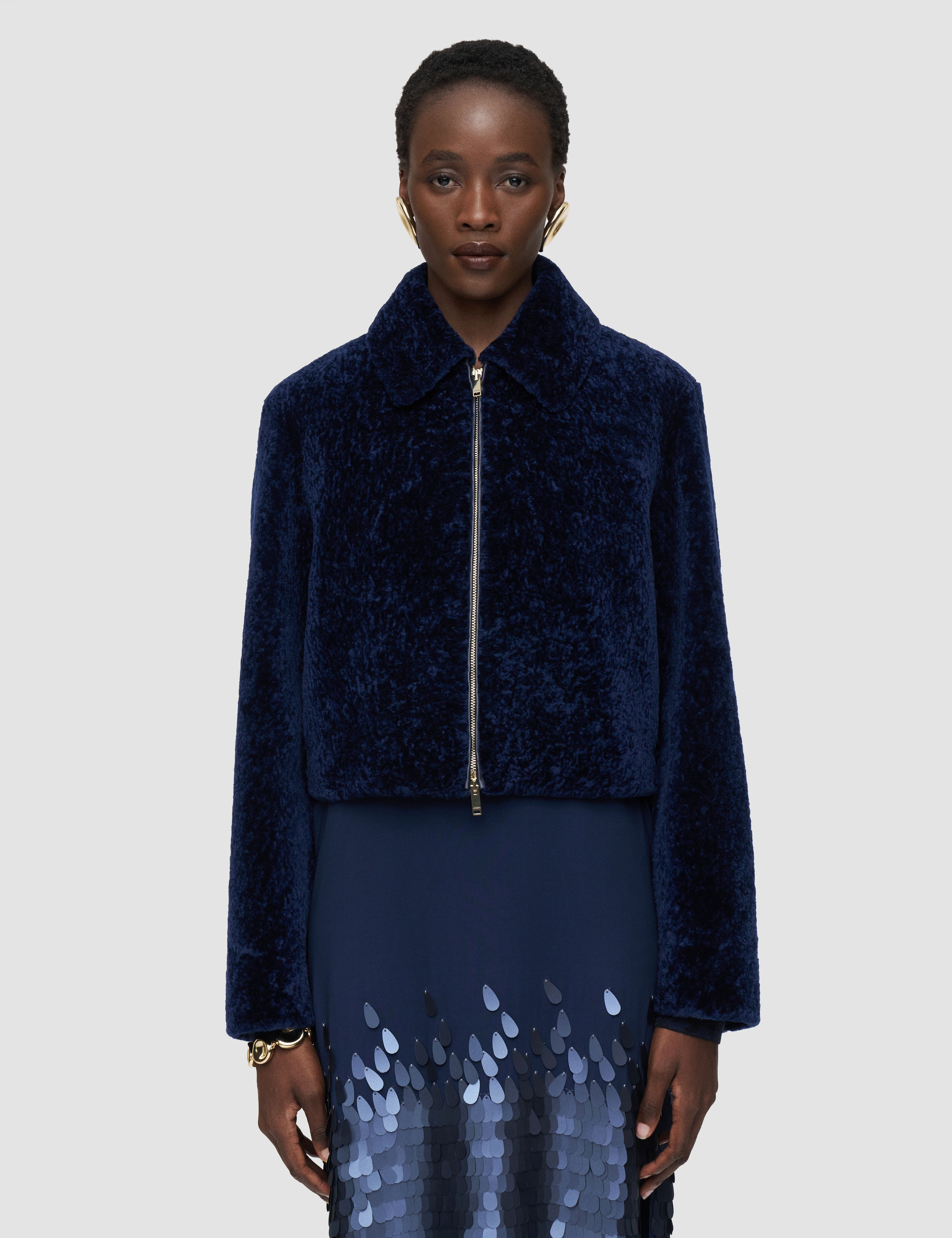 Blue Liris Short Haired Shearling Coat - Joseph