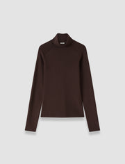 Brown Lola Silk Stretch High Neck Top - Joseph