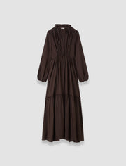 Brown Lotus Textured Silk Dress - Joseph