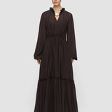 Brown Lotus Textured Silk Dress - Joseph