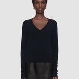 Black Lucille Light Pure Cashmere V Neck Jumper - Joseph