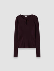 Purple Luz Merino Wool Rib Top - Joseph