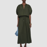 Green Manar Cotton Sateen Skirt - Joseph