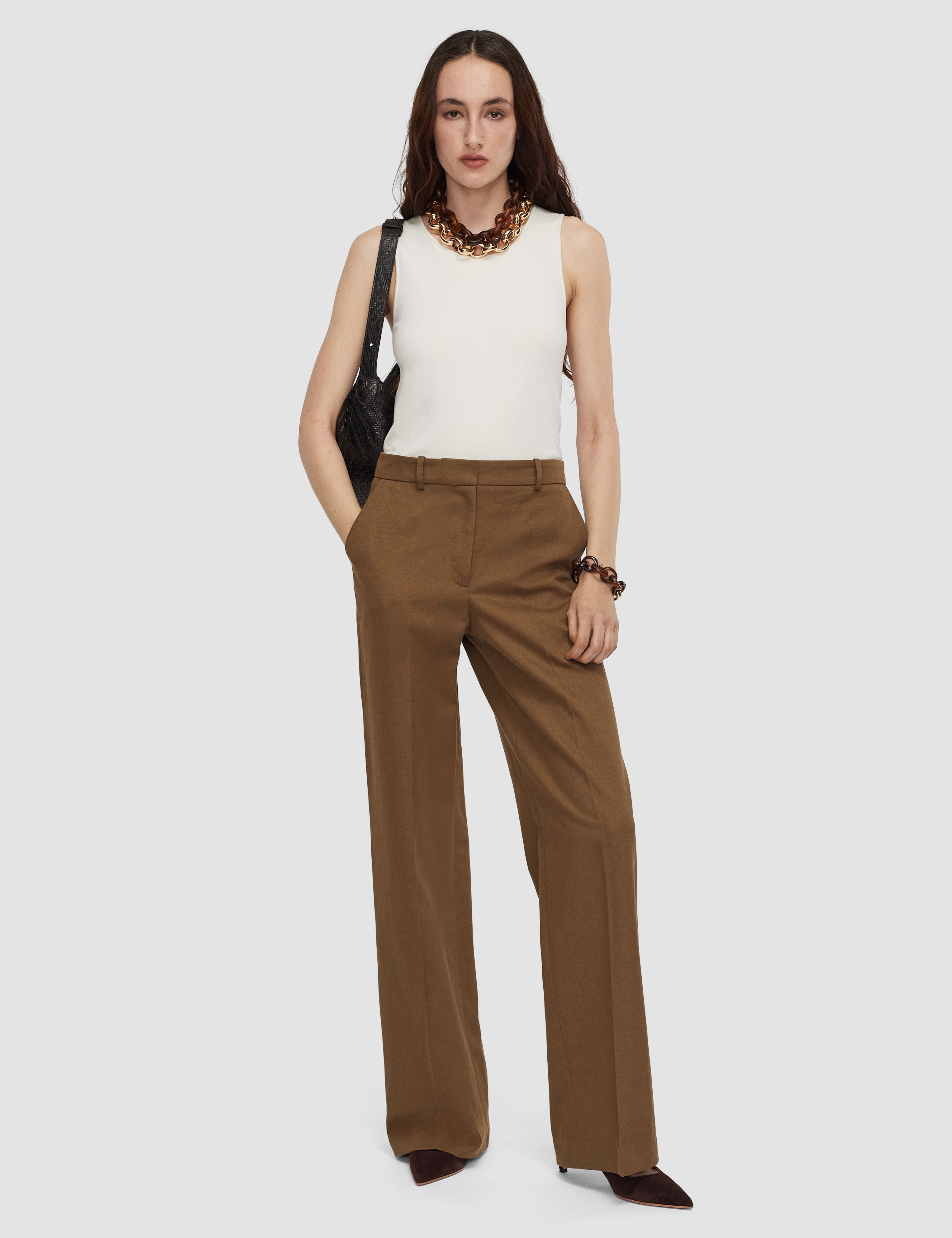 Brown Mitae Cotton Twill Trousers - Joseph