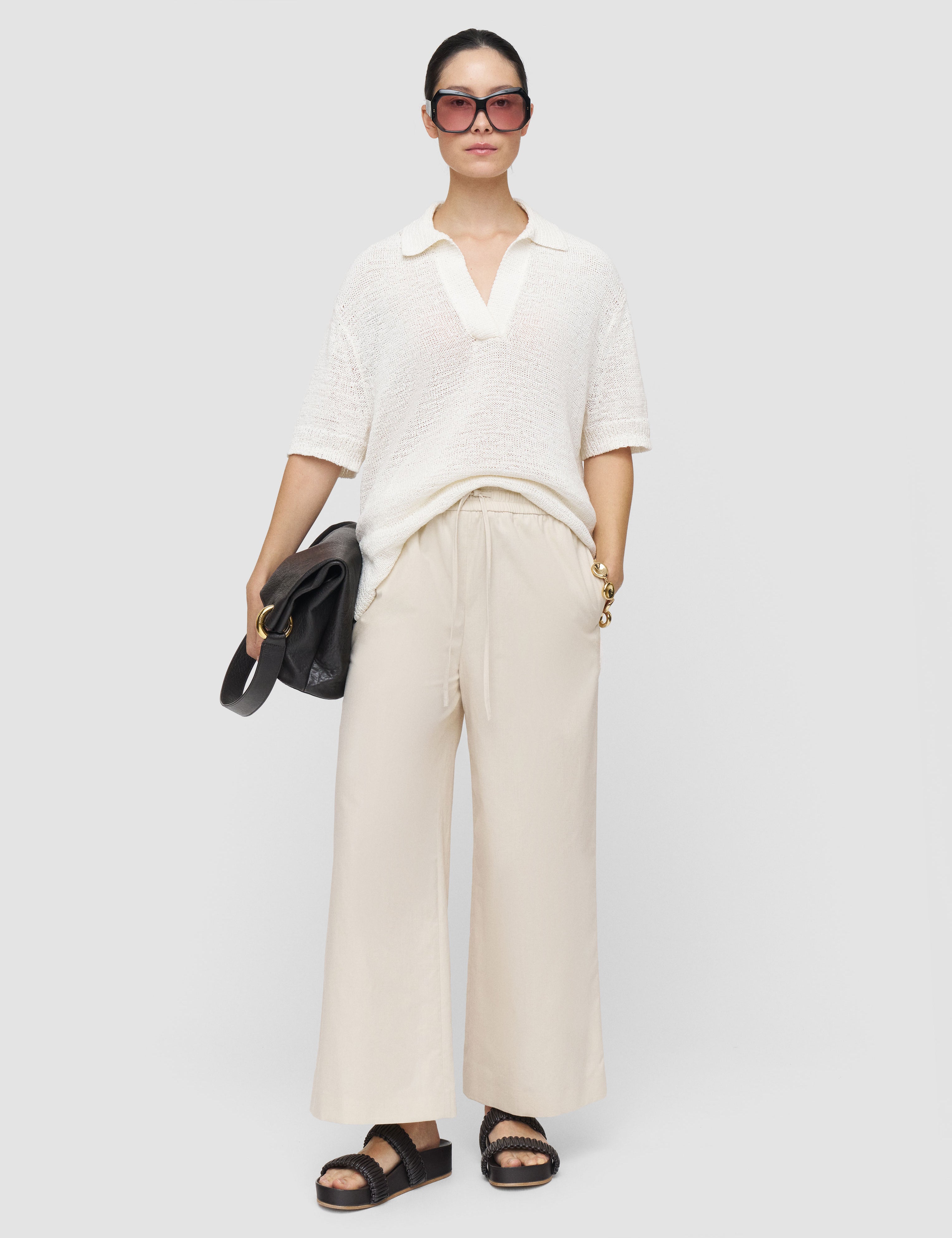 Beige Moni Light Cotton Trousers - Joseph