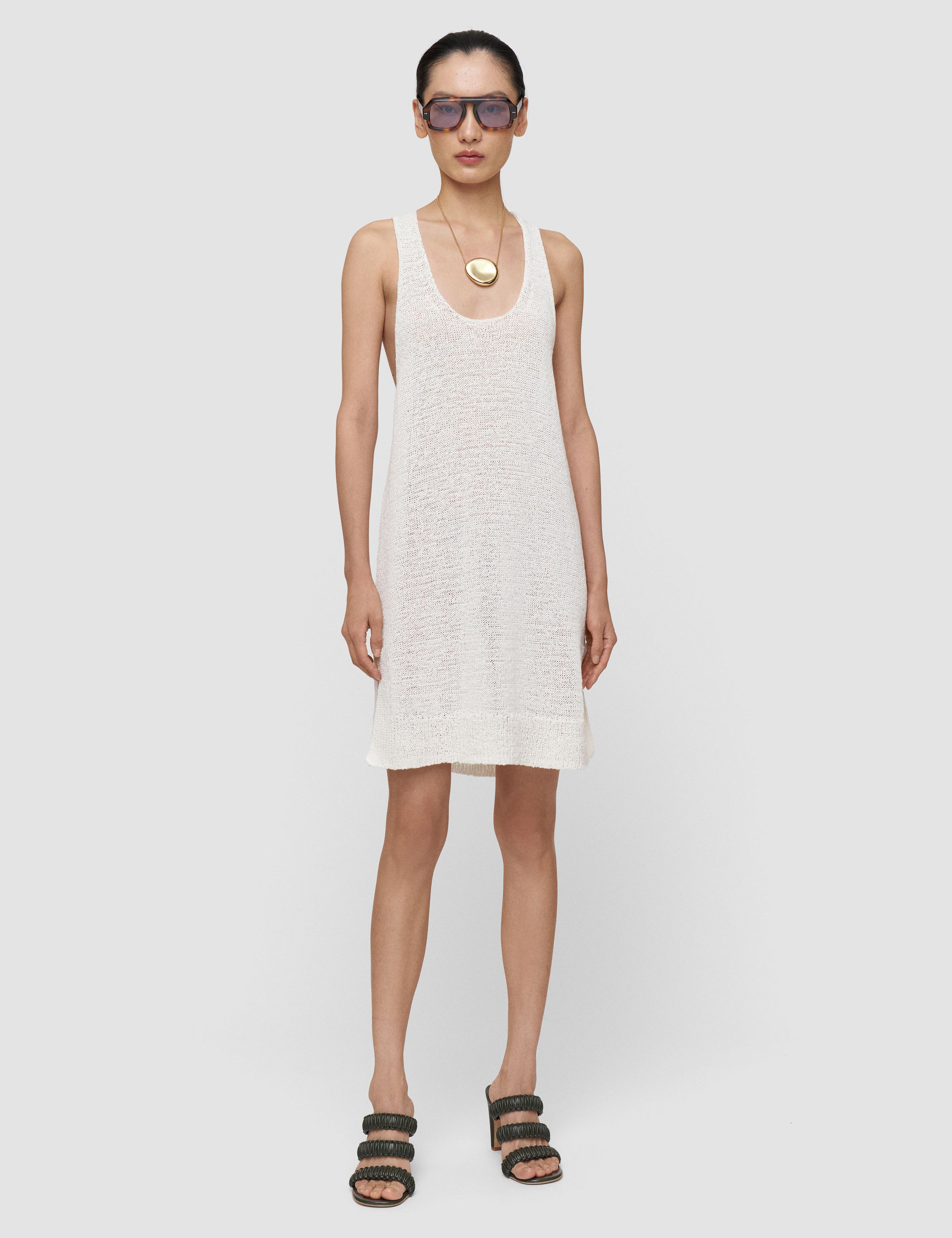 White Nahra Open Cotton Knit Dress - Joseph
