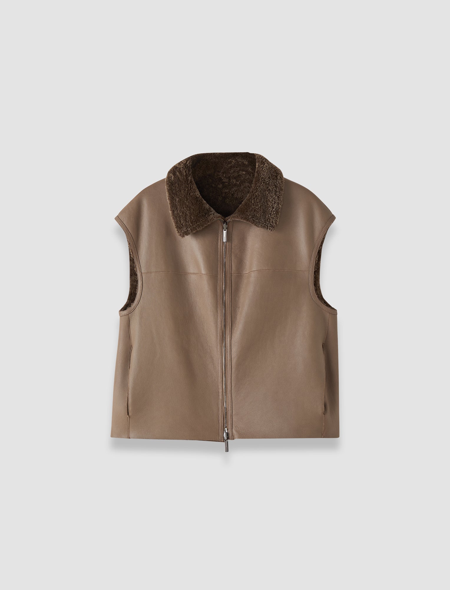 marron-gilet-nico-reversible-en-peau-lainee-texture-JOSEPH