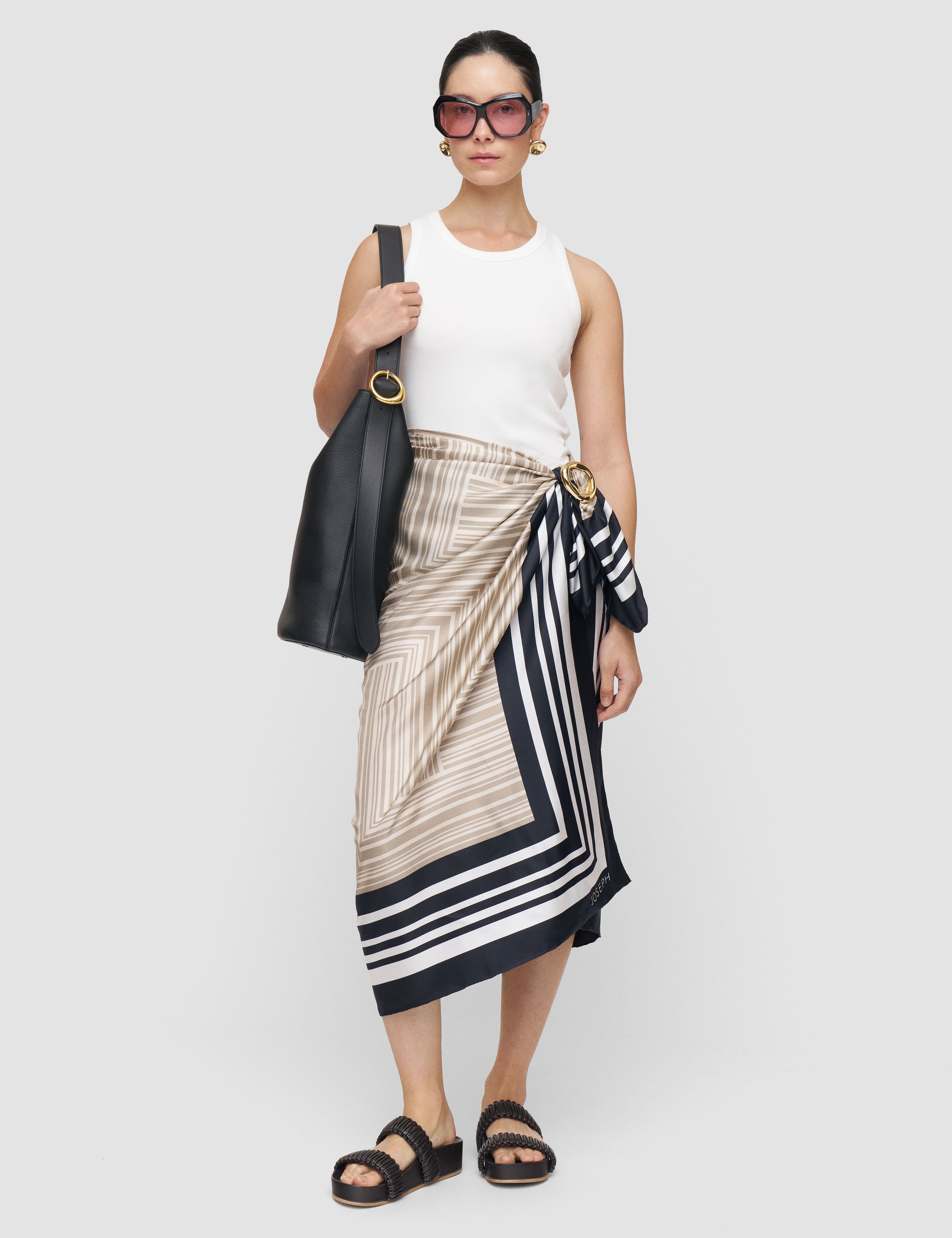 Beige Nixie Large Silk Scarf - Joseph