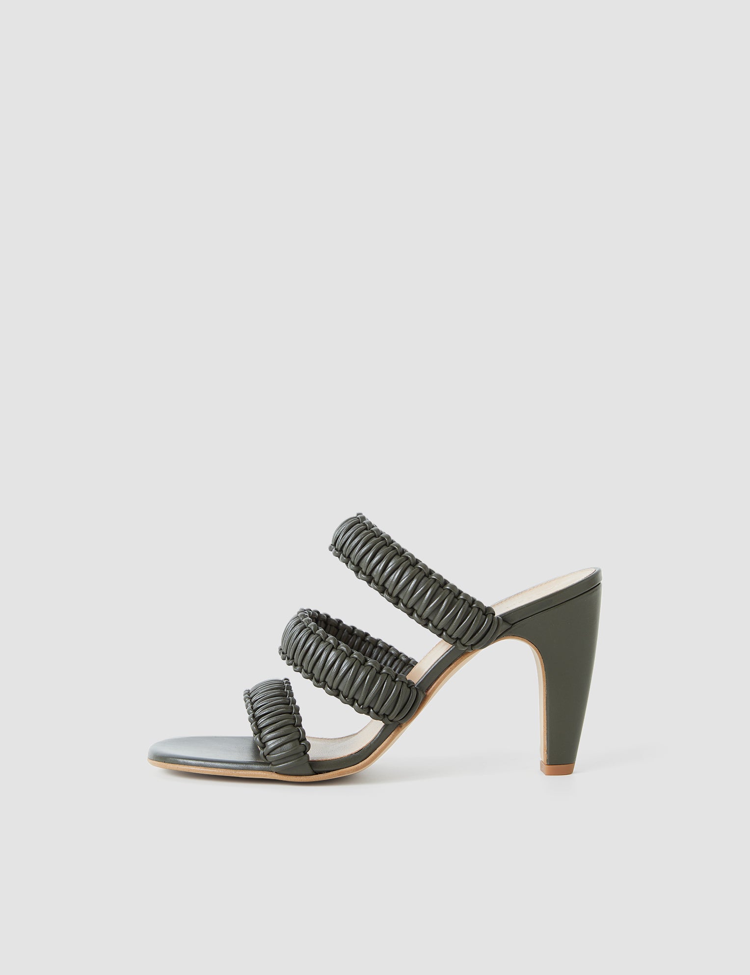 Green Noor Braided Leather High Heel Sandals - Joseph
