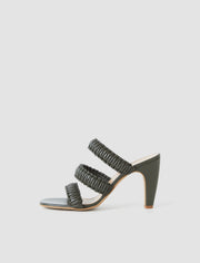 Green Noor Braided Leather High Heel Sandals - Joseph