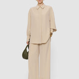 Beige Nour Satin Twill Trousers - Joseph