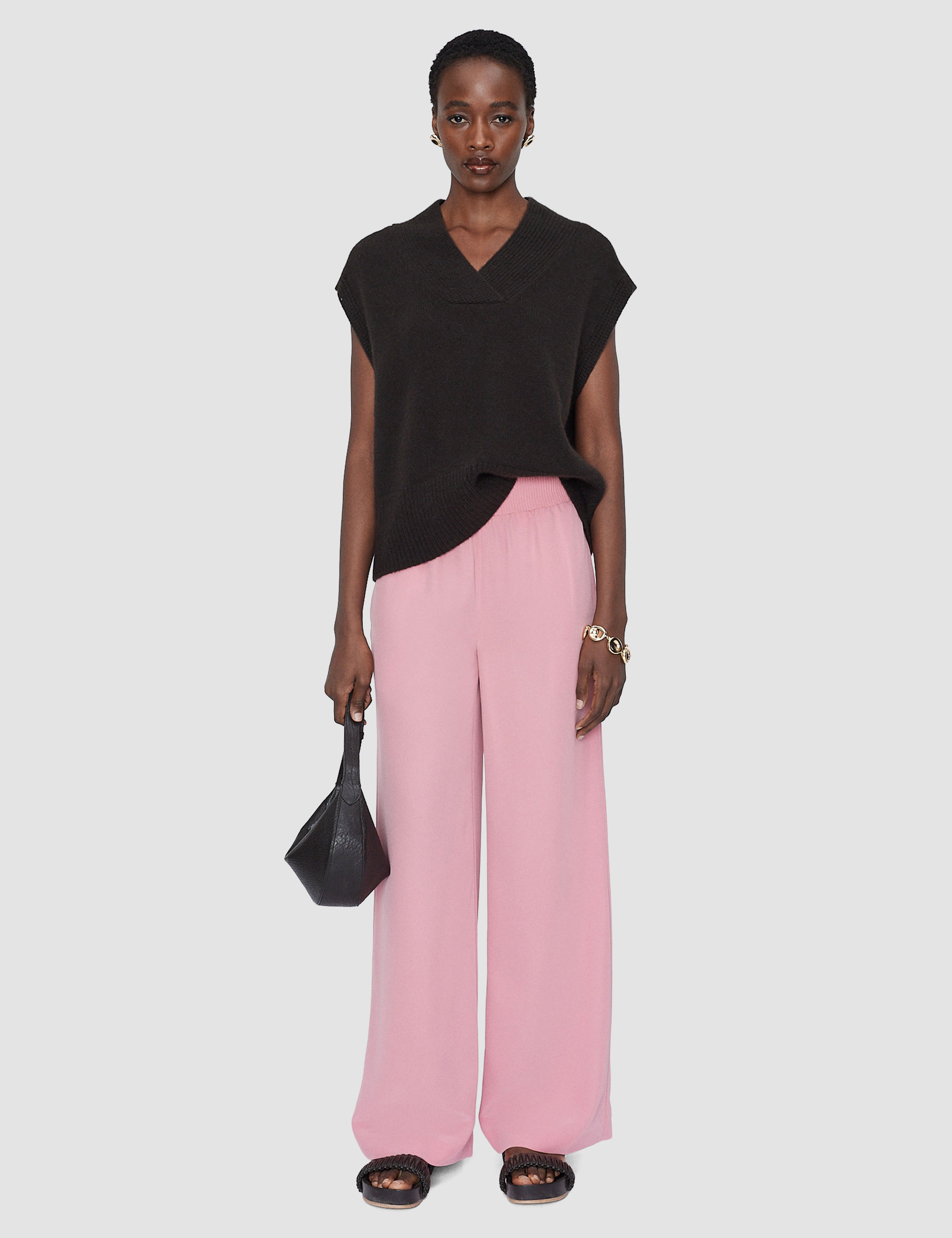 Pink Nour Satin Twill Trousers - Joseph