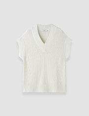 White Nylas Cotton Terry Knit Top - Joseph