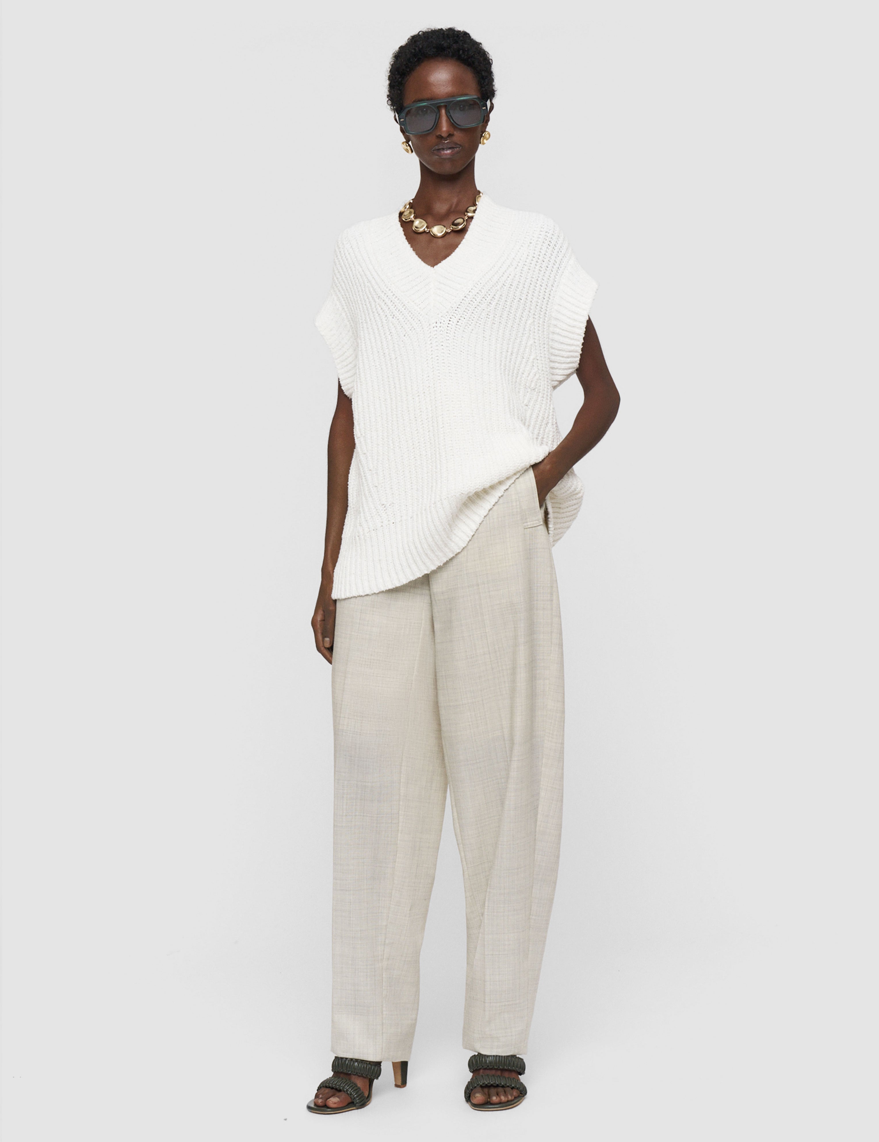 White Nylas Cotton Terry Knit Top - Joseph