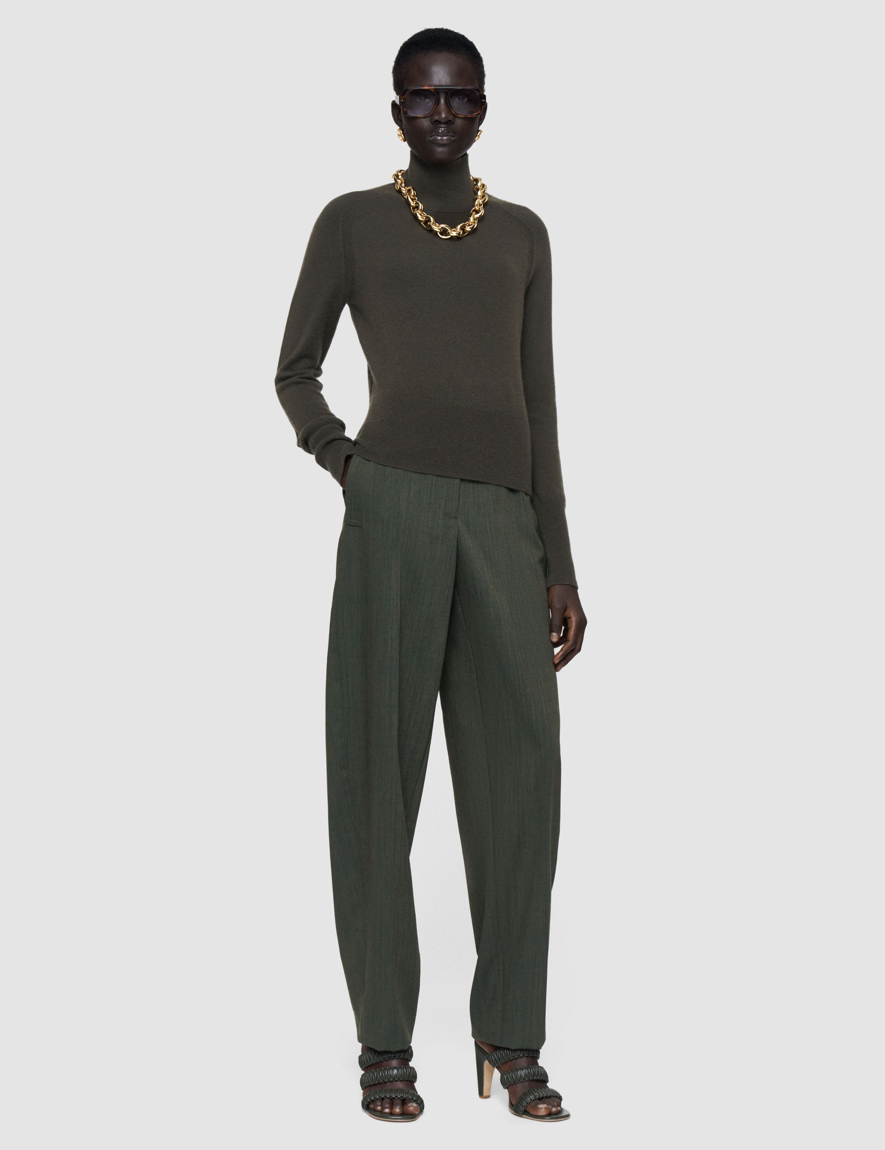 Green Oxna Light Pure Cashmere High Neck Jumper - Joseph