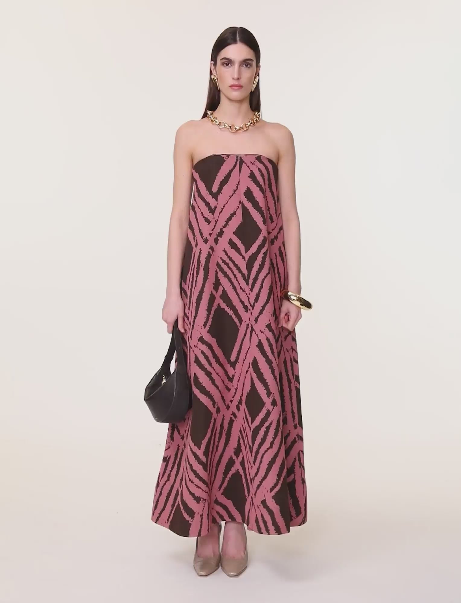 multicolour-banna-satin-twill-strapless-dress-JOSEPH