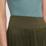 Green Rabat Pleated Satin Skirt - Joseph