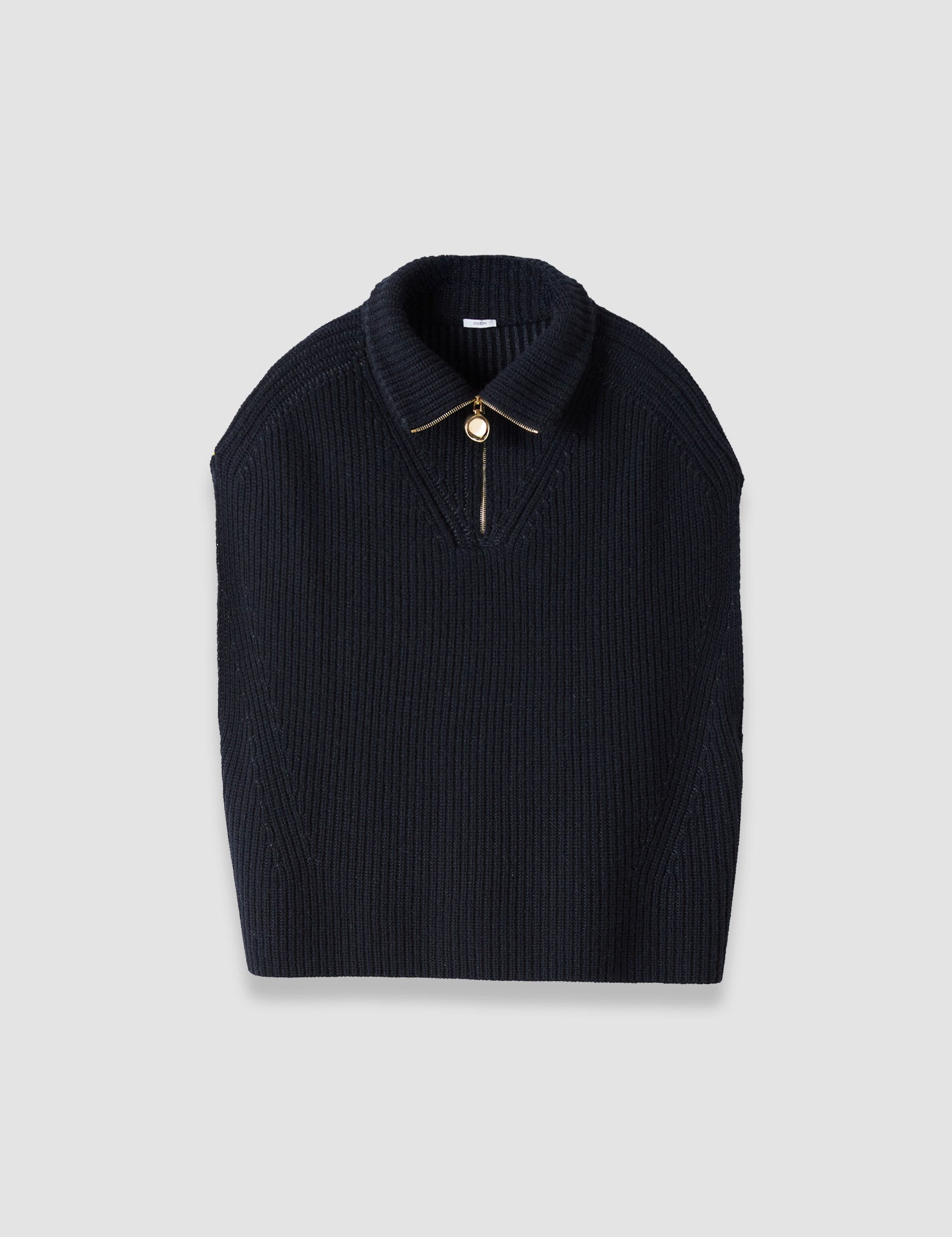 Black Raffet Fisherman Rib Cashmere Vest - Joseph