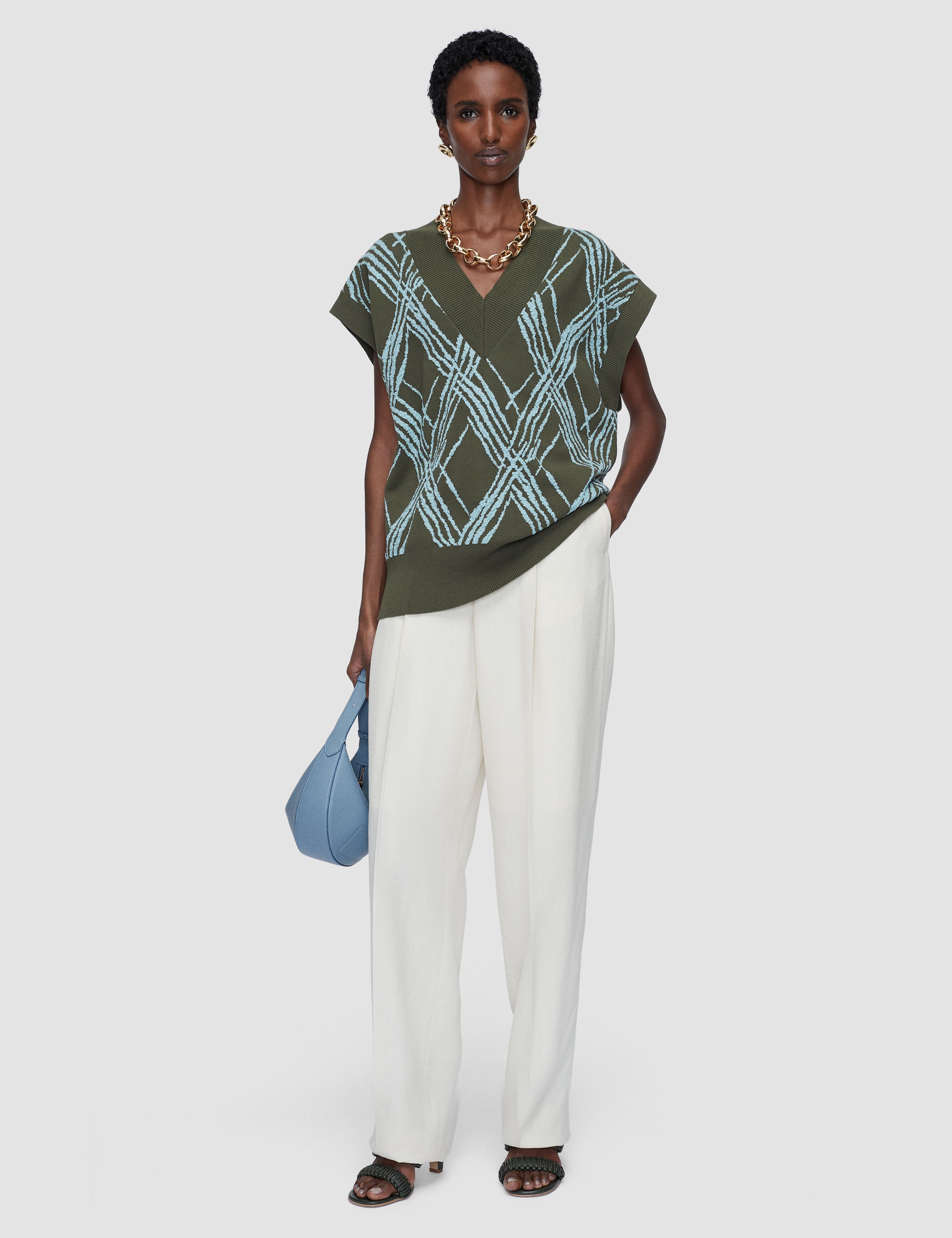 Multicolour Rahma Check Cotton Silk Knit Vest - Joseph