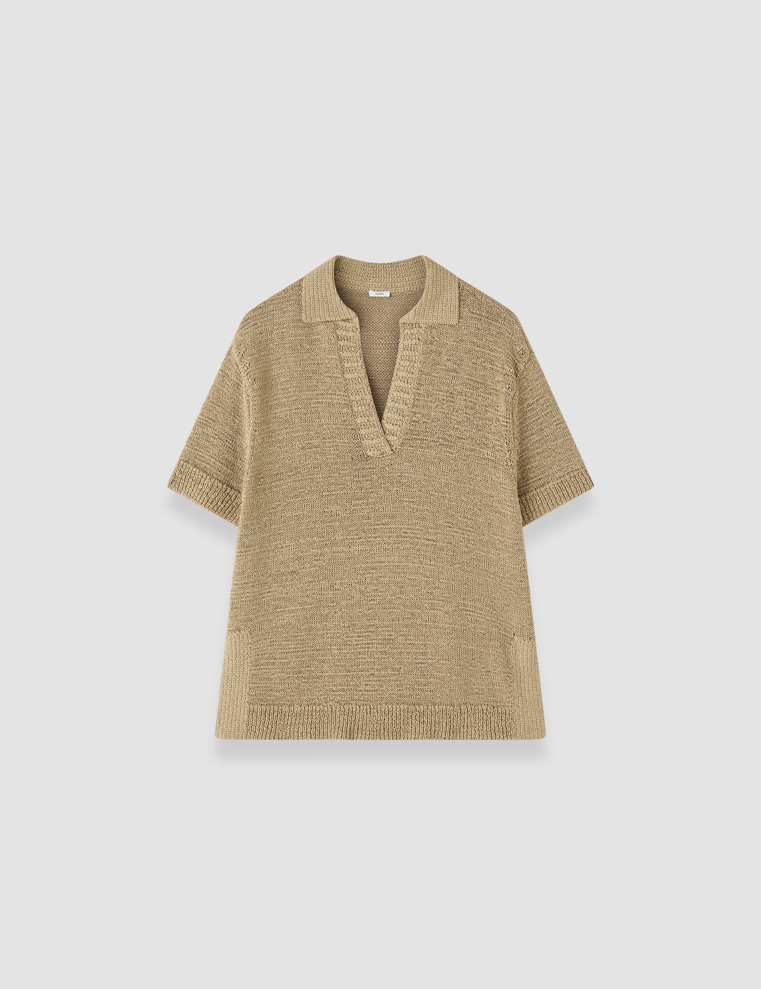 Green Rian Open Cotton Knit Polo Top - Joseph