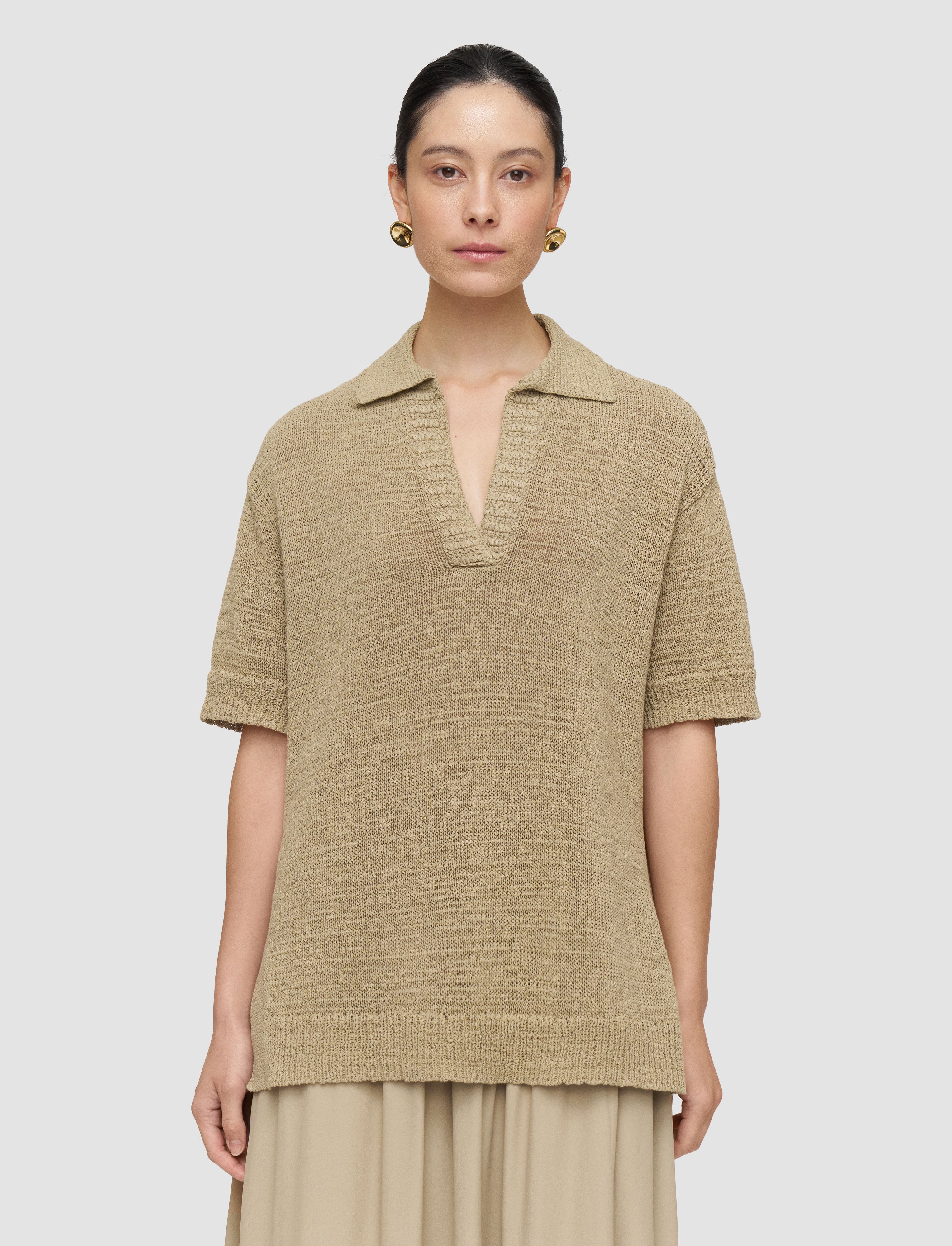 green-rian-open-cotton-knit-polo-top-JOSEPH