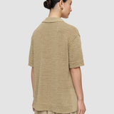 Green Rian Open Cotton Knit Polo Top - Joseph
