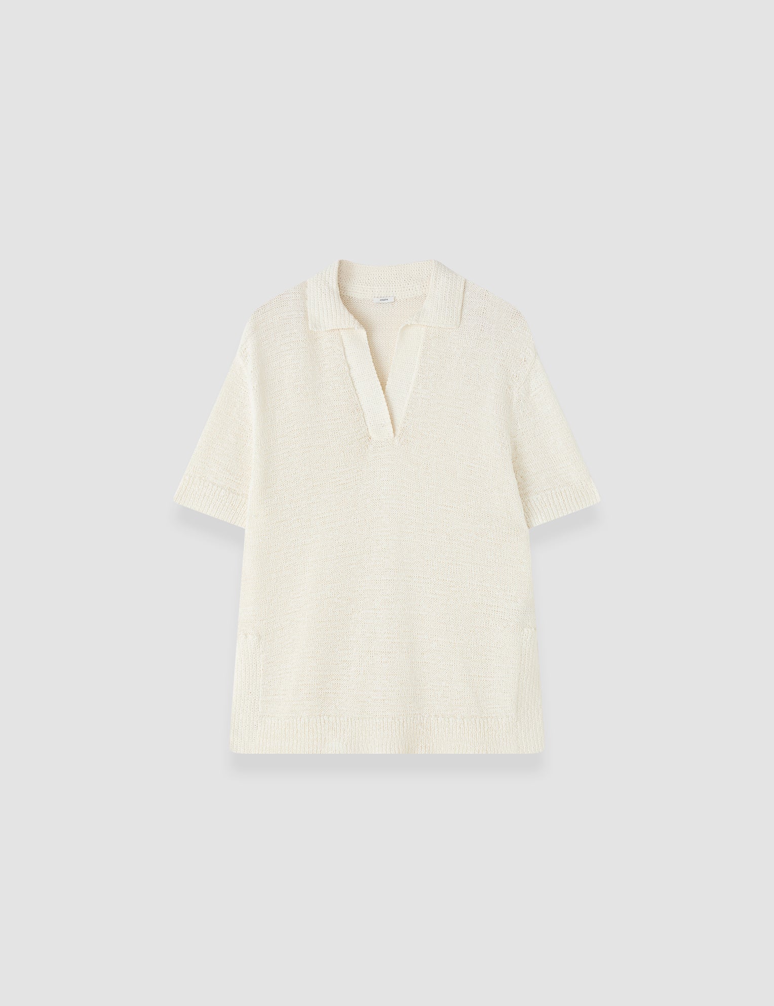 White Rian Open Cotton Knit Polo Top - Joseph