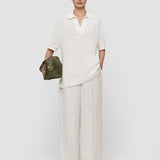 White Rian Open Cotton Knit Polo Top - Joseph