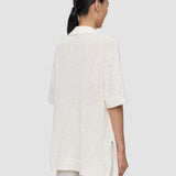 White Rian Open Cotton Knit Polo Top - Joseph
