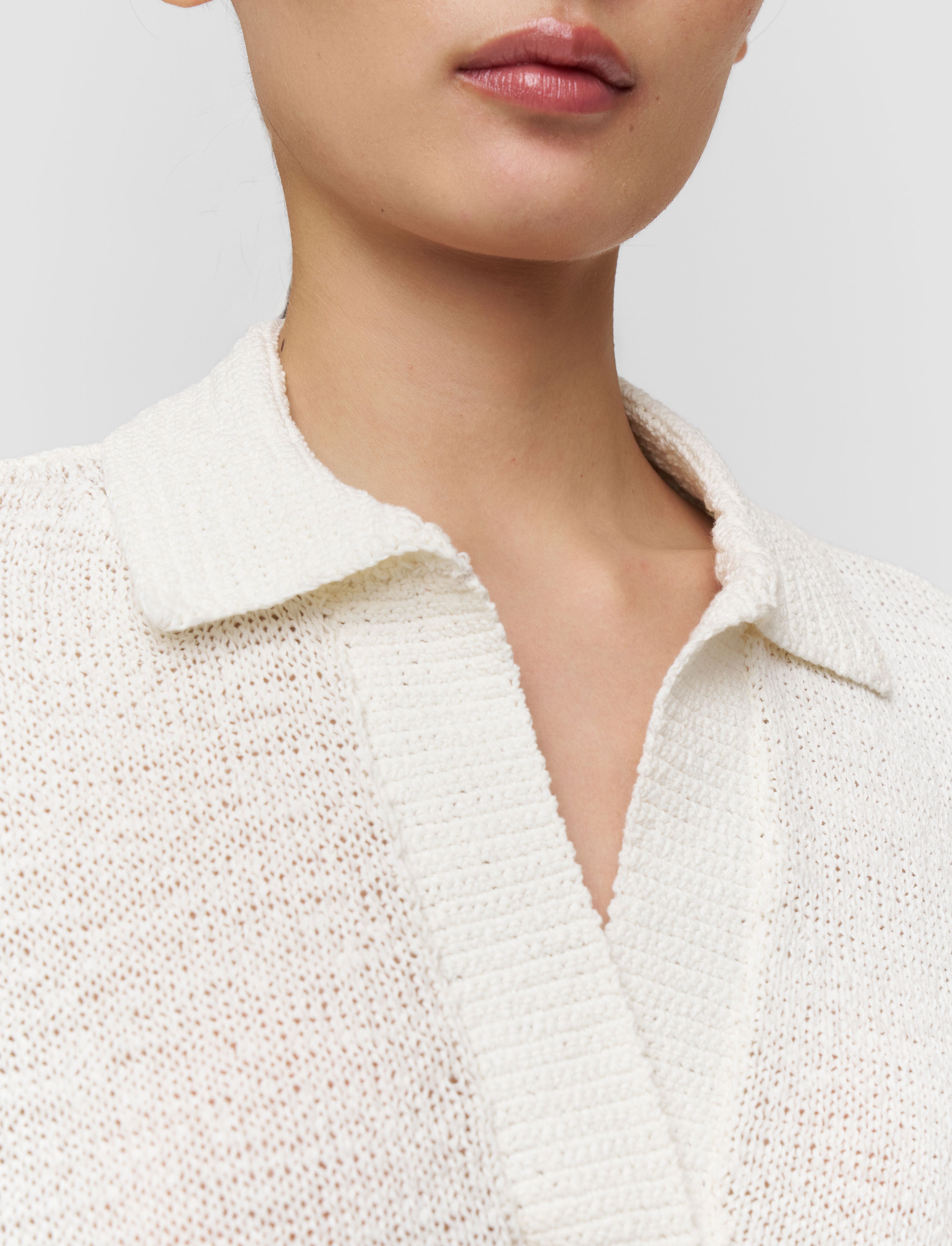 white-rian-open-cotton-knit-polo-top-JOSEPH