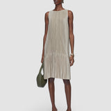 Beige Rida Pleated Satin Dress - Joseph