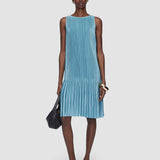 Blue Rida Pleated Satin Dress - Joseph