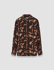 Brown Rieu Tortoiseshell Crepe Blouse - Joseph