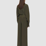 Green Rihani Crepe de Soie Silk Trousers - Joseph