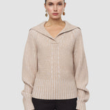 Beige Robby Mouliné Merino Knit Jumper - Joseph