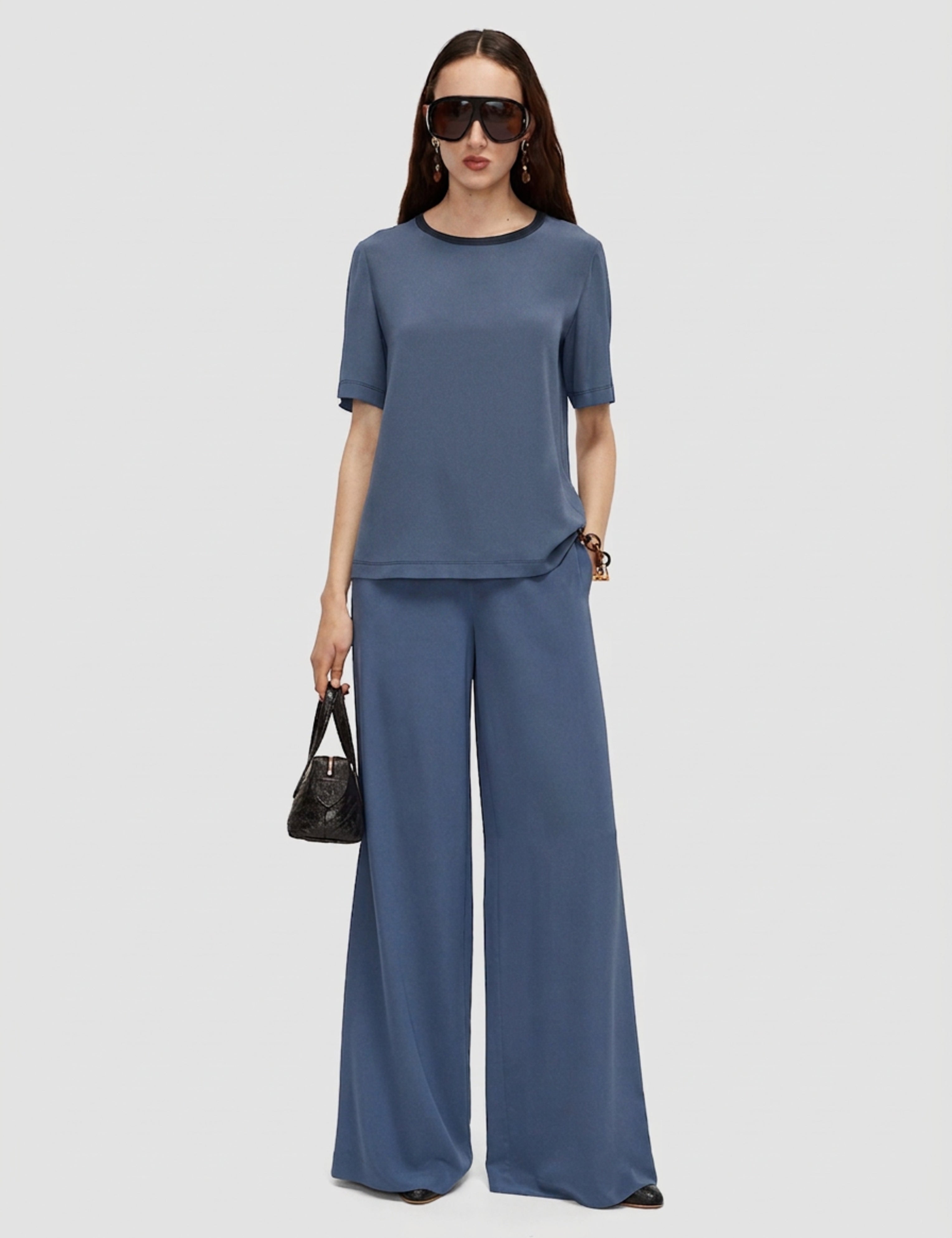 Blue Rubin Crepe de Soie Silk Blouse - Joseph