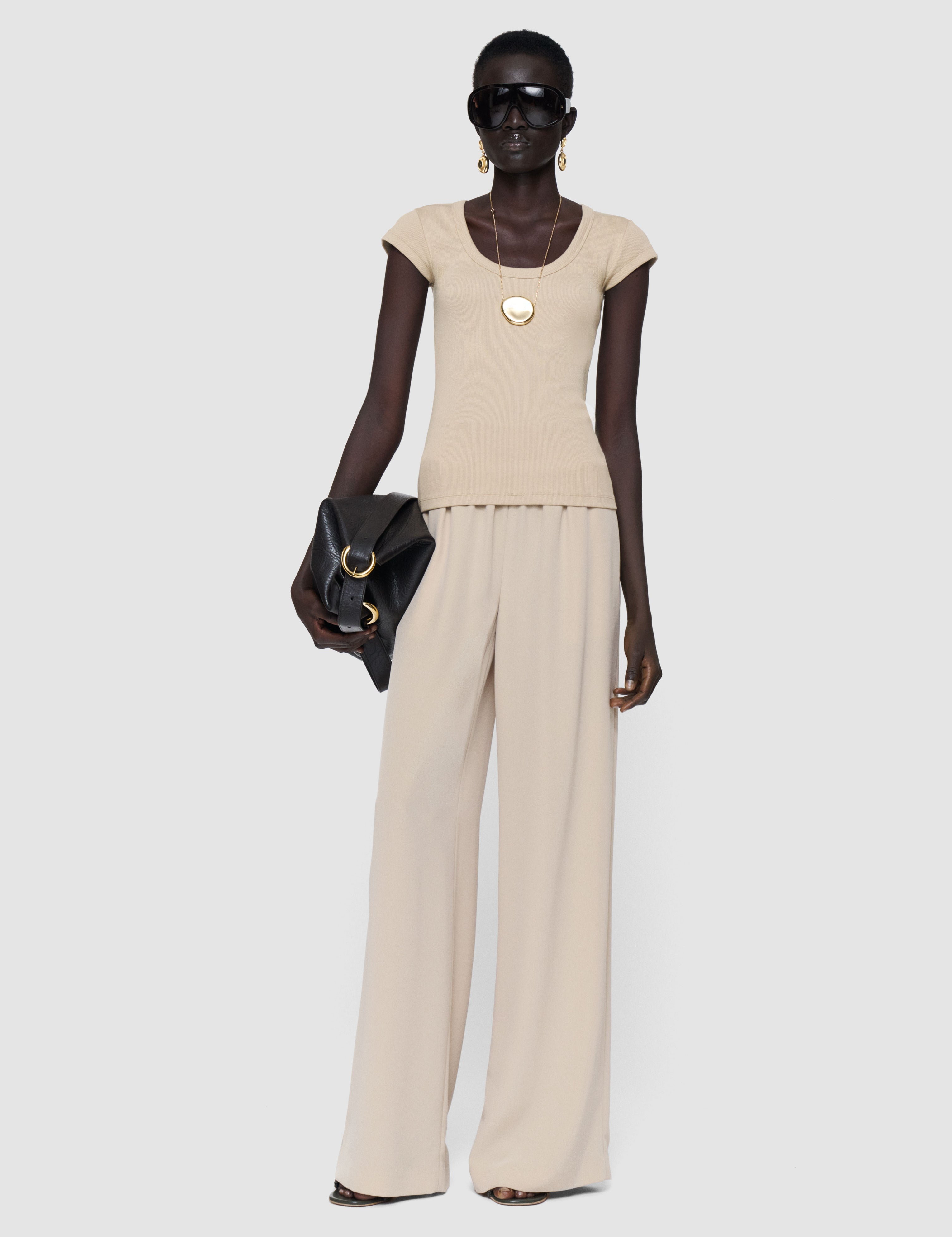 Beige Saba Cotton Rib Top - Joseph