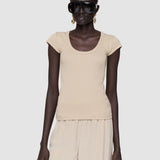 Beige Saba Cotton Rib Top - Joseph